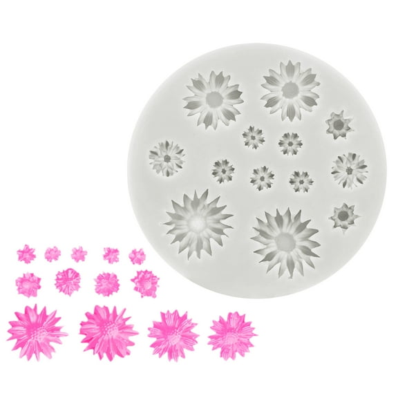 Uxcell Flower Daisy Clay Molds, 1 Pcs Silicone Miniature Clay Molds, Gray