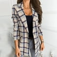 thumbnail image 5 of Lolmot Women's Casual Blazers Lapel Plaid Suit Coat Long Sleeve Open Front Button Work Office Solid Color Blazer Jackets with Pockets, 5 of 5