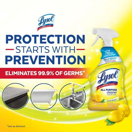Lysol®, All-Purpose Cleaner, Sanitizing and Disinfecting Spray, Lemon Breeze Scent, 32 oz, Bottle