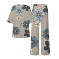 thumbnail image 5 of Jxximdong Pajamas for Women Set Summer Cotton Linen T Shirts Straight Leg Pant Plus Size 2 Piece Set Grey Loungewear M, 5 of 5