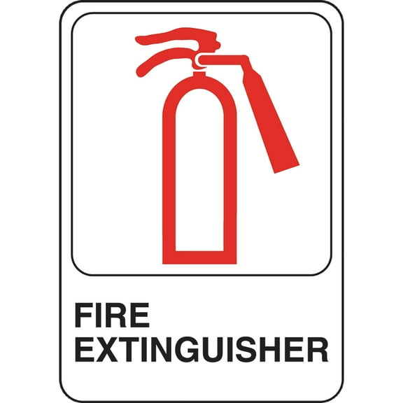 Hillman English White Fire Extinguisher Sign 7 in. H X 5 in. W