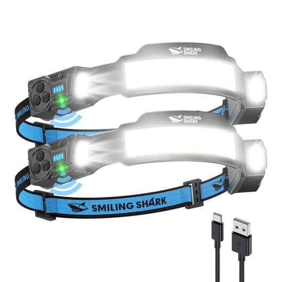 Linterna frontal Smiling Shark TS-4 con doble foco recargable