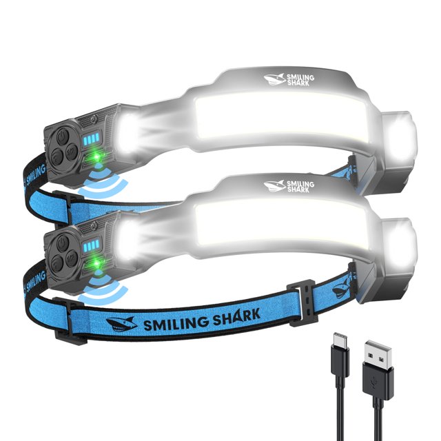 Linterna frontal Smiling Shark TS-4 con doble foco recargable