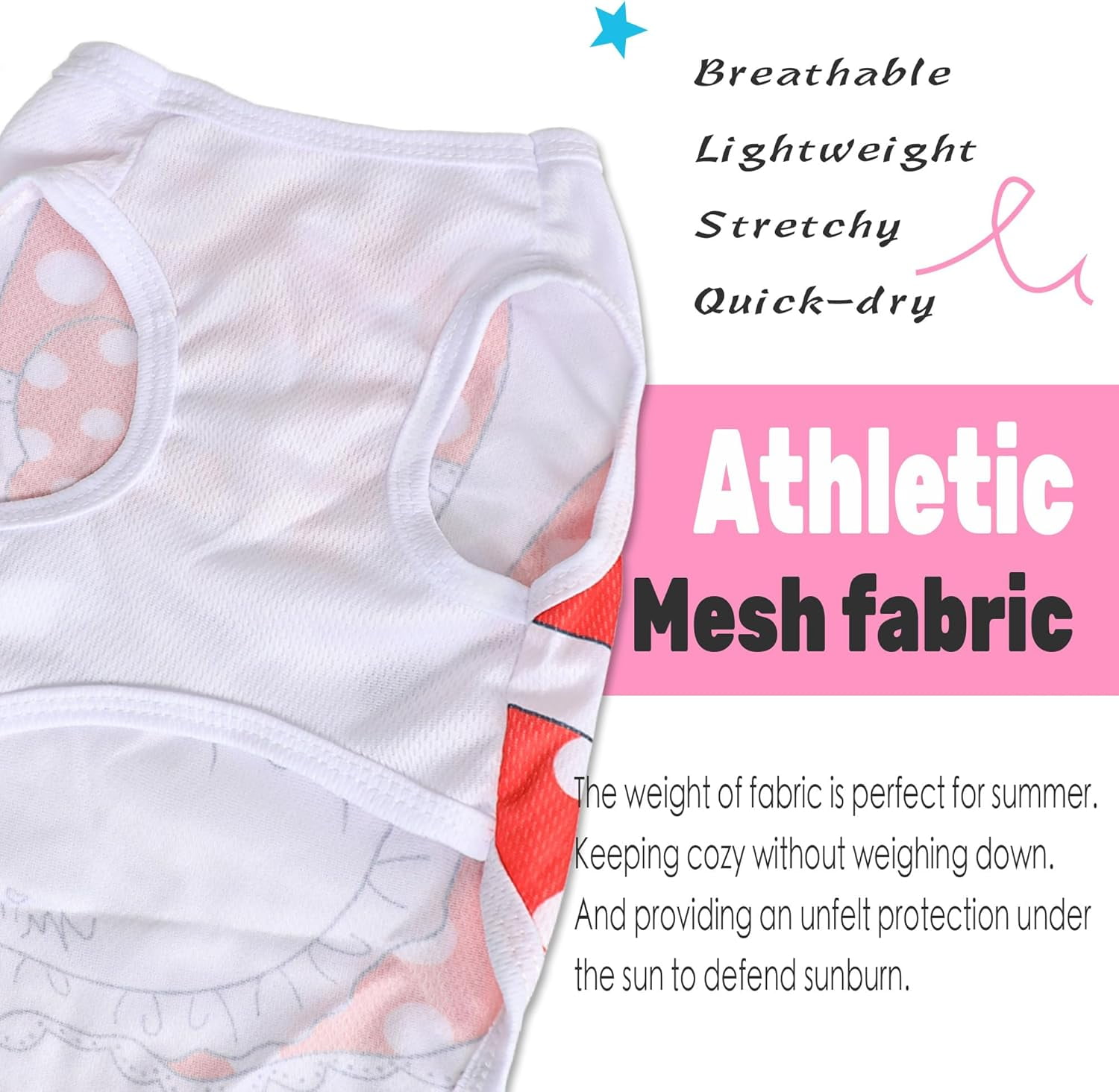 4 Pack Mesh Dog Shirts for Small Dogs: Stretchy Dog Clothes with Cute Patterns, Size XXS-XL Fit for 2-16lb Dogs Pet T-Shirts, Girl & Boy Puppy Clothes for Spring Summer (Pink Set, Large)