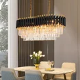 thumbnail image 2 of LUOLAX 31.5" Modern Crystal Chandelier Black and Gold Ceiling Lamp Pendant Lighting, 2 of 8