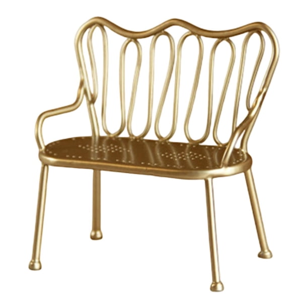 Silla doble miniatura, silla doble, juguete DIY, modelo, regalo, paisaje, foto práctica Oro