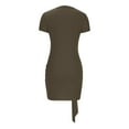 thumbnail image 6 of Summer Saving Wycnly Womens Dresses Casual Solid Tie Waist Basic Ruched Bodycon Wrap Short Dresses Summer Plain Round Neck Short Sleeve Formal Mini Dress Army Green m, 6 of 7