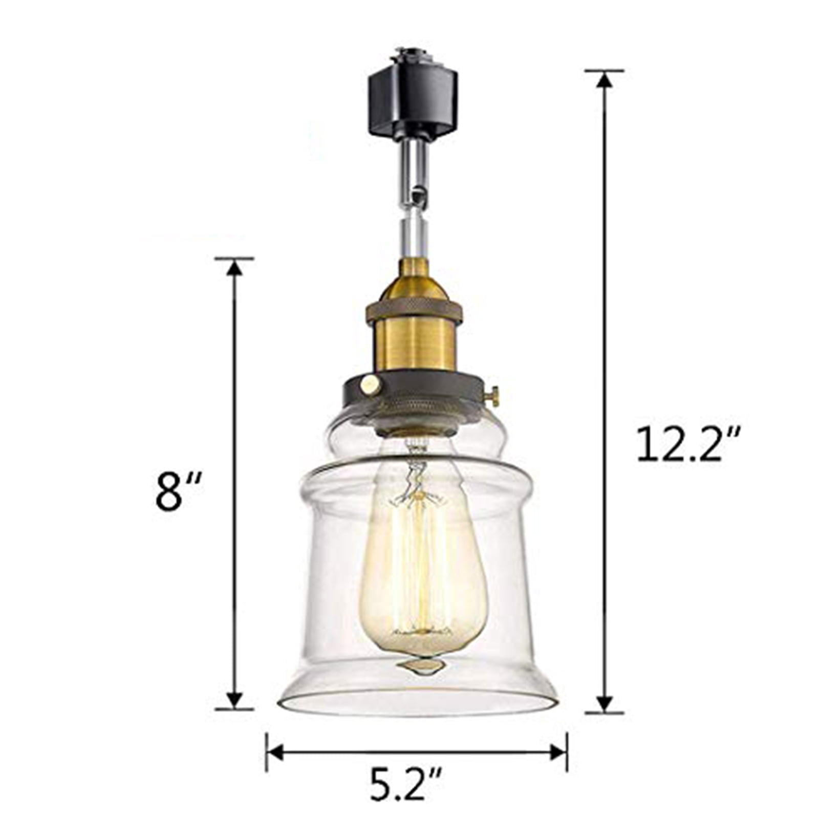 Kiven H-Type Track Light, 3-Light industrial Halo Track Pendant Lighting Fixtures E26 Socket