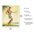 thumbnail image 2 of Hawaii Male Hula Dancer - Vintage Hawaiian Airbrush Art by Gill c.1940s - Fine Art Matte Paper Print (Unframed) 16x20in, 2 of 4