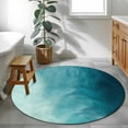 thumbnail image 4 of Round Area Rug 3.3 Ft, Blue Teal Ombre Washable Non-Slip Circle Carpet for Living Room/Bedroom, Coastal Beach Modern Abstract Art Low-Profile Small Kitchen Mats Collection Rugs for Indoor, 4 of 7