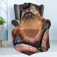 thumbnail image 4 of Fractal Soft Flannel Fleece Throw Blanket, Bizarre Pentagon Structure of Geometric Motif with Futuristic Features Graphic, Cozy Plush for Indoor and Outdoor Use, 60" x 80", Coral Grey, by Ambesonne, 4 of 5
