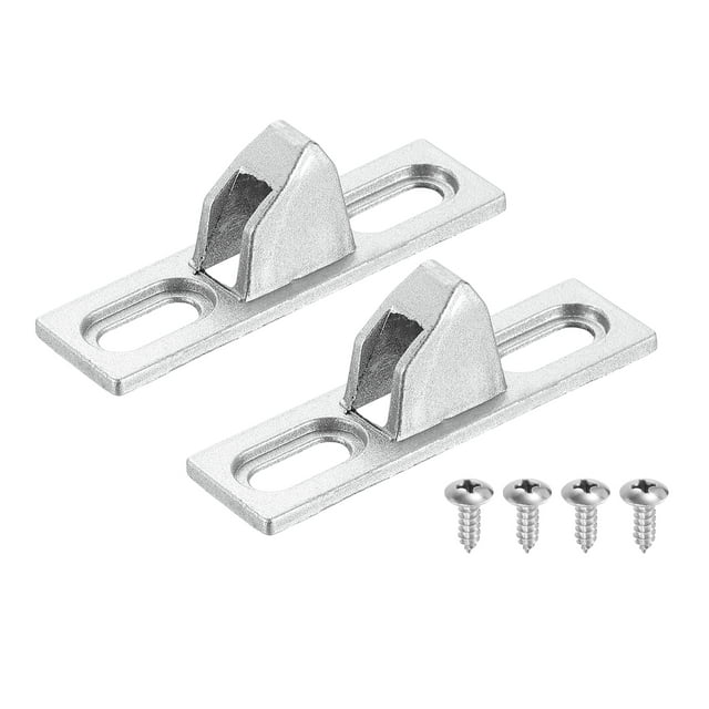2Pcs Soporte de Puerta Deslizante, 2.4"x0.7" Pestillo de Puerta Deslizante de Aleación de Zinc, Plata
