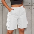 thumbnail image 5 of Fnooota Womens Cargo Bermuda Shorts, Elastic Waist Summer Relaxed Fit Above the Knee Hiking Shorts with Pockets White Size L, 5 of 8