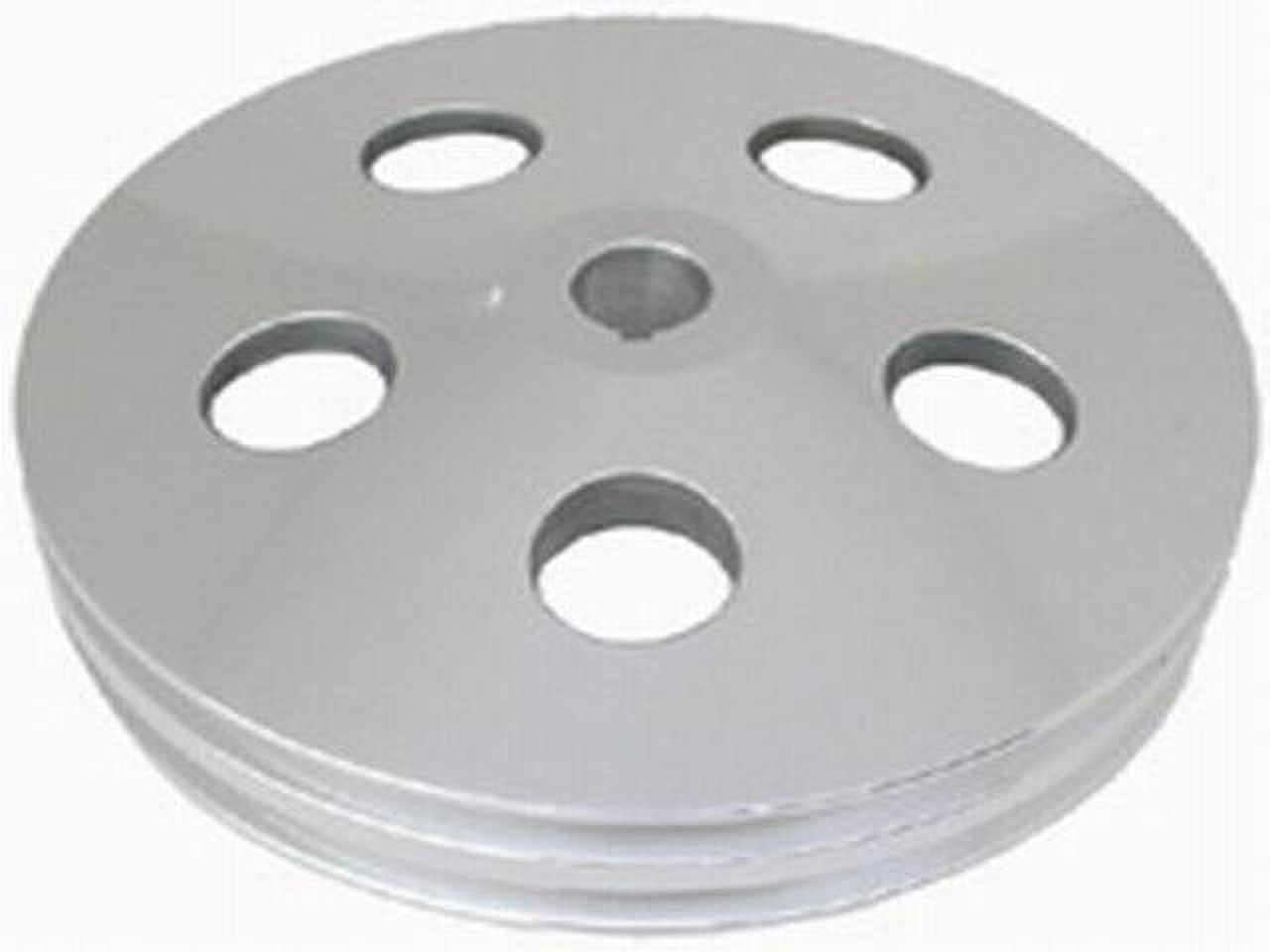 Racing Power Satin GM Power Steering Pulley V‑Belt 2‑Groove Bolt‑On Aluminum 5.875 in Saginaw w/Keyway