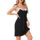 thumbnail image 4 of INSPIRAR CHIC Camisón de encaje sin mangas para mujeres, vestido de dormir sólido de longitud muslo, negro, para el Día de la Madre, 4 of 6
