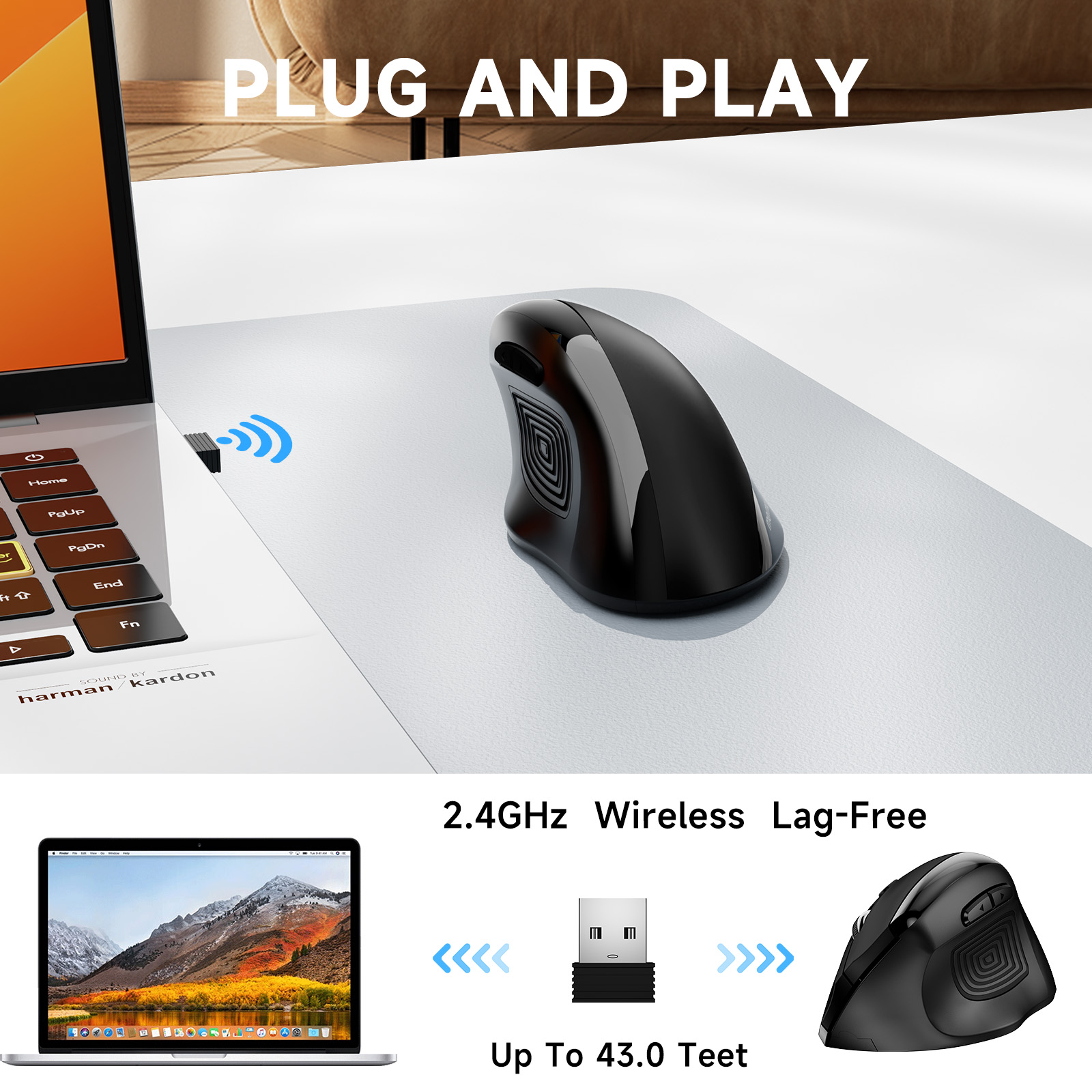 Memzuoix Ergonomic Vertical Wireless Mouse, Right-Handed photo 7