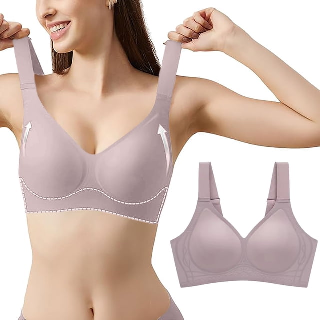 HUITKMM Soutien-Gorge Femme Confortable Ajustable avec Armature Col en V T-Shirt
