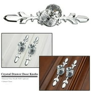 2pcs Crystal Cabinet Knobs Drawer Dresser Handles Diamond Glass Pulls with Screws, (Small, Silver)
