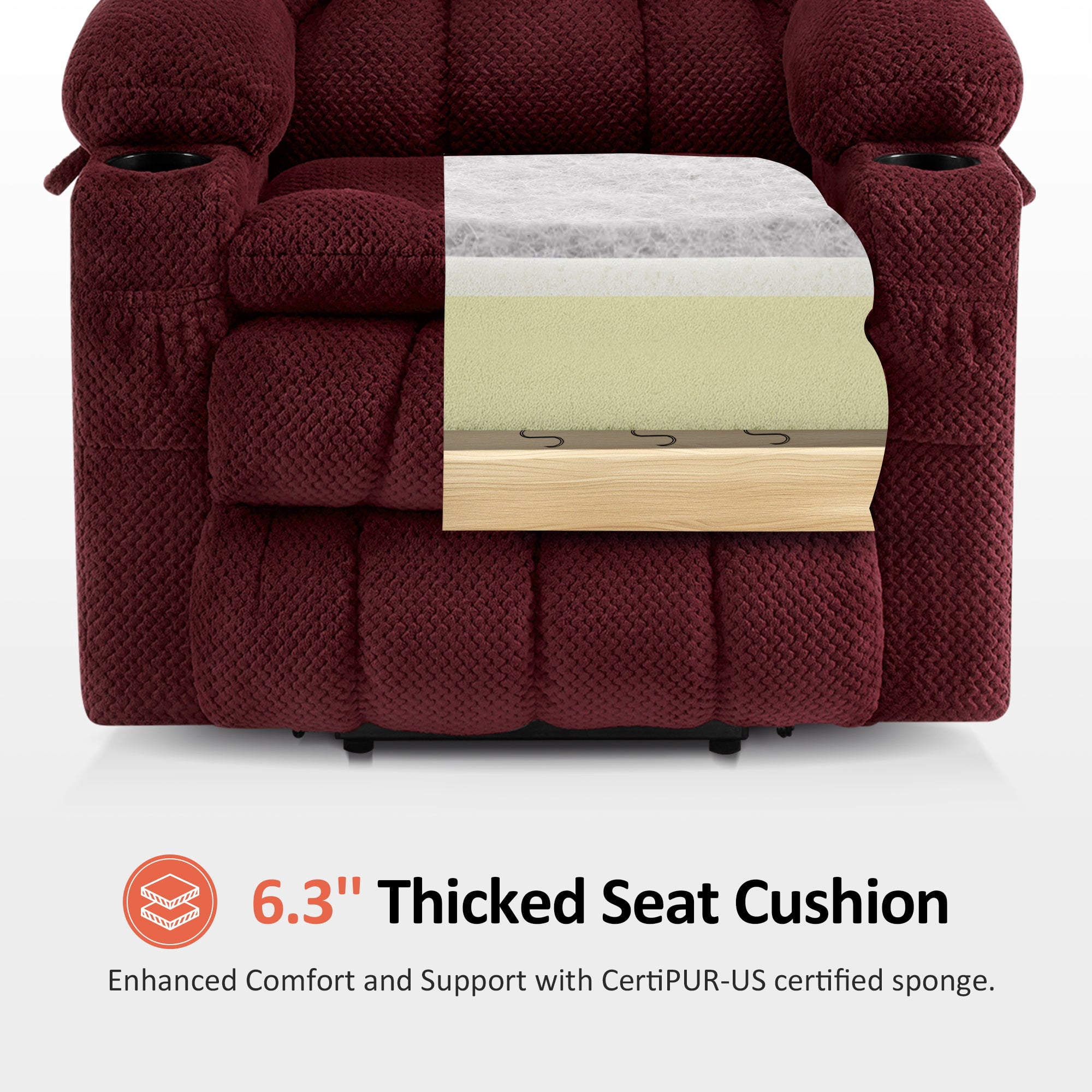 MCombo 22.4" Seat Width Lay Flat Dual Motor Power Recliner Lift Chair with Vibration and Heat, Infinite Position