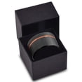 thumbnail image 3 of P. Manoukian Tungsten Wedding Band Ring 12mm for Men Women Black & 18K Rose Gold Plated Pipe Cut Brushed Polished Lifetime Guarantee Size 8.5, 3 of 4