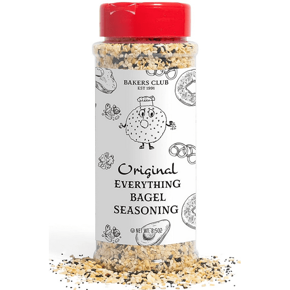 Everything but the Bagel Sesame Seasoning Blend 8.5oz by Bakers Club -Salt and Spices Dried Minced Garlic, Onion, Sesame & Poppy Seeds