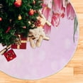 thumbnail image 5 of FMSHPON Mother's Day Beautiful Spring Pink Tulips Flower Leaves Xmas Christmas Tree Skirt Stand Mat for Holiday Party Decoration Indoor Outdoor 36 inches, 5 of 6