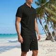 thumbnail image 6 of SOOMLON Mens Beach Outfits Sets Big and Tall Short Sleeve Collared Shirts Drawstring Shorts Lightweight Two Piece Sets, 6 of 8