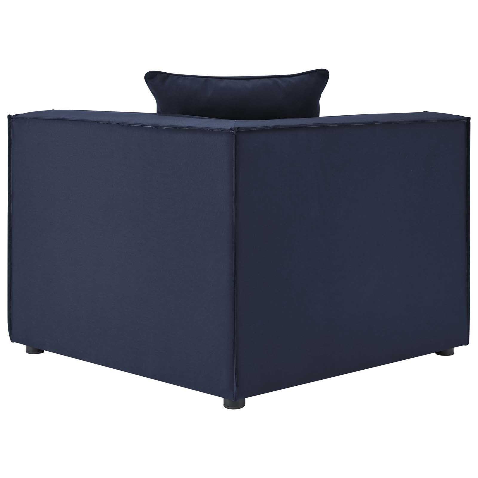 Modway Saybrook 6-Piece Fabric Upholstered Outdoor Patio Sectional Sofa in Navy