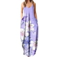 thumbnail image 2 of Lenago Robes Maxi Grande Taille pour Femmes 2023 Robes d'Été Imprimées Sans Manches Col Rond Aguichant Robe de Plage Décontractée Fluide en Liquidation, 2 of 5