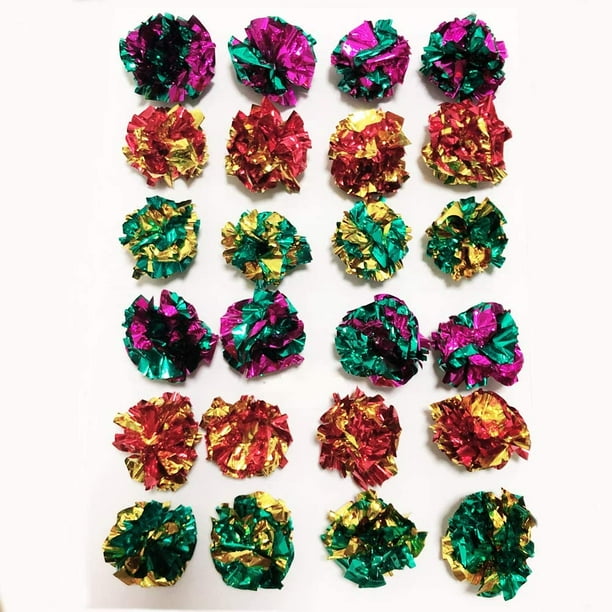 PETFAVORITES Mylar Crinkle Balls Cat Toys Interactive Crinkle Cat Toy Balls Independent Pet Kitten Cat Toys for Fat Cats Kittens Exercise Soft and 2 Inch 24 Pack Walmart
