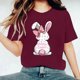 thumbnail image 4 of Camisetas de Cuello de Tripulación de Manga Corta para las Mujeres Cartas de Impresión de Pascua Camiseta de Manga Corta, Spandex de Poliéster, 4 of 5
