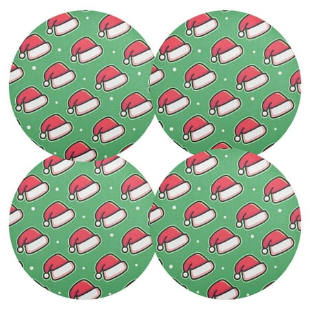 

Ryvnso Christmas Hat Round Plate Mats Dining Table Placemat Set of 4 for Holiday Decoration