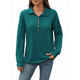 thumbnail image 1 of Blusas Holgadas de Larga con Botones y Solapa de Color Liso para Mujer, Otoño e Invierno Azul Pavo Real L, 1 of 9