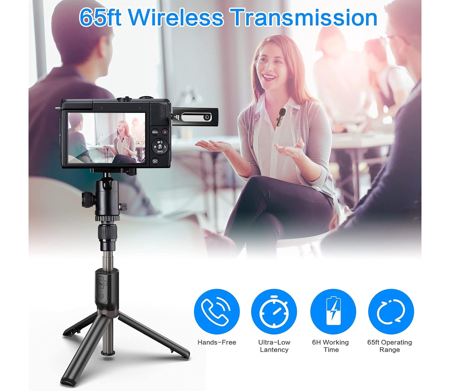 NAVOR Wireless Lavalier Microphone Dual Clip-On for Compatible iPhone Android Camera, Plug & Play Lapel Mic with Noise Reduction, Auto Sync for Interview Vlog Video