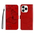 thumbnail image 2 of Feishell Compatible with iPhone 16 Pro Wallet Case with Wrist Strap,for Men Women,Butterfly Embossed PU Leather Flip Stand Card Slots Protective Magnetic Flip Kickstand Phone Cover,Red, 2 of 11