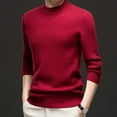 thumbnail image 7 of successthop Mens Knitted Sweaters Plus Size Fleece Long Sleeve Chunky Crewneck Knitwear Ribbed Cuff Solid Knit Tops Red, 7 of 7