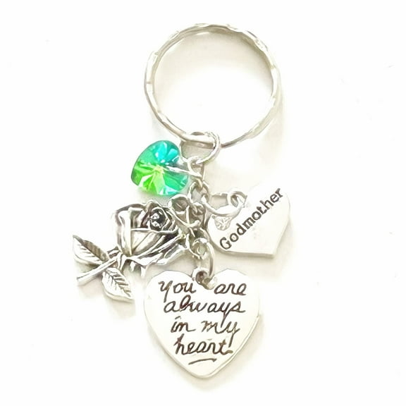Godmother Silver Charm Custom Keychain You Are Always in My Heart Gift of Love | Accessories for Women