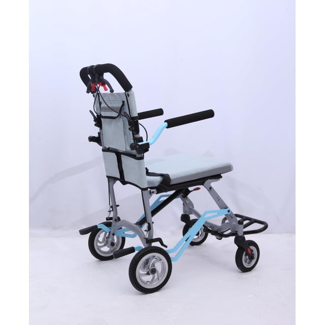 AKDSteel Fauteuil Roulant de Transport Ultraléger, Conception Pliable Portable avec Frein à Main Verrouillable, Accoudoirs Rabattables Amovibles et Repose-Pieds Oscillants, Supporte 220 Lb