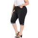 thumbnail image 1 of Women's Plus Size Capri Jeans Ripped Casual Chambray Denim Jean Black 3X, 1 of 7