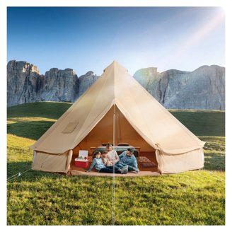 Red Canvas Cover of Yurt with Ulzii Pattern (Water Resistant) - 36 FT Red Canvas Cover of Yurt with Ulzii Pattern (Water Resistant) - 36 FT