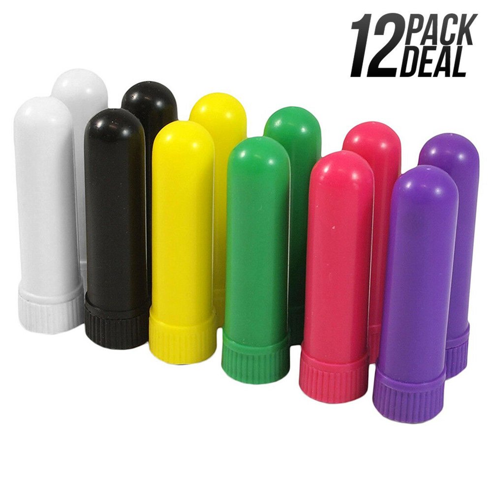 12 Pack Colored Tube Aromatherapy Essential Oil Inhaler Sticks, Medical