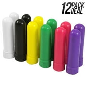 12 Pack Colored Tube Aromatherapy Essential Oil Inhaler Sticks, Medical Grade Plastic