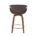 thumbnail image 5 of Carson Carrington  Sauda 24" Fixed-Height Counter Stools with Bent Wood Legs & Round Footrest (Set of 2) Charcoal Fabric/Walnut Wood/Chrome Metal, 5 of 5