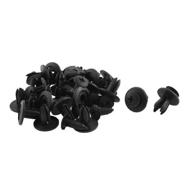 20 Piezas 15mm x 6mm Remaches para Coche Tornillos de Fijación de Plástico Negro Tipo Empuje Clips