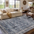 thumbnail image 2 of 5x7 Area Rugs for Living Room Machine Washable Vintage Boho Carpet Non Slip Ultra Soft Non-Shedding Throw Rug Low Pile Lightweight Indoor Floor Carpet for Bedroom Nursery Denim, 2 of 9