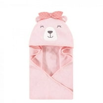 Hudson Baby Infant Girl Cotton Animal Face Hooded Towel, Bear Girl, One Size