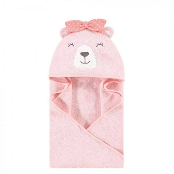 Hudson Baby Infant Girl Cotton Animal Face Hooded Towel, Bear Girl, One Size