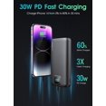 thumbnail image 4 of Portable Charger ,40000mAh Power Bank PD 30W Quick Charging, Flashlight for Camping or Emergency Use,LED Power Percentage Display(Carbon Black), 4 of 7