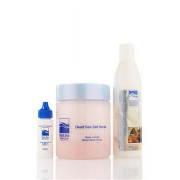 Dead Sea Spa Care DEADSEA-75 32 oz Serenity Salt Scrub and 8 oz Serenity Hand and Body Massage Lotion- 1 oz Cuticle Oil Treatment
