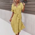 thumbnail image 4 of Robe d'Été pour Femmes 2024 Mode Grande Taille Décontractée Printemps et Col en V Manches Trois-Quarts Robe Imprimée 50 % de Réduction!, 4 of 8